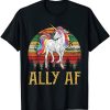 Proud Ally AF Rainbow Unicorn Lesbian Gay Pride LGBT T-Shirt AL