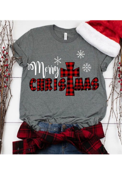 Buffalo Plaid Christmas T-Shirt AL