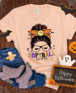 Messy Bun Halloween Softball T-Shirt AL
