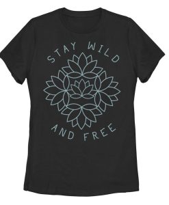 Stay Wild And Free Lotus Line Sketch T-Shirt AL