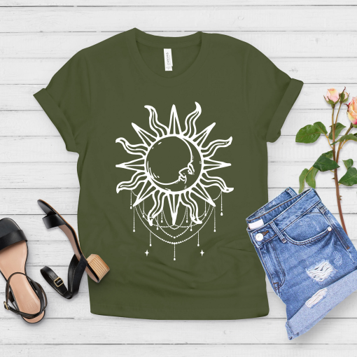 Boho Draping Sun And Moon Festival Gypsy T-Shirt AL