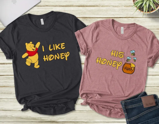 Valentine Pooh Bear Couple I Like Honey His Honey T Shirt