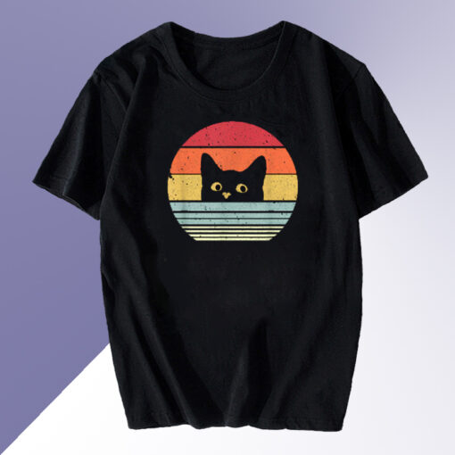 Retro Black Cat Lover T shirt