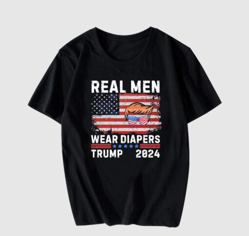 Real Men Wear Diapers Trump 2024 Memes T-Shirt