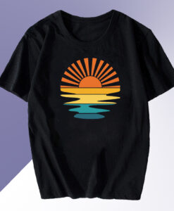 Retro Sunset Rays Wavy T Shirt